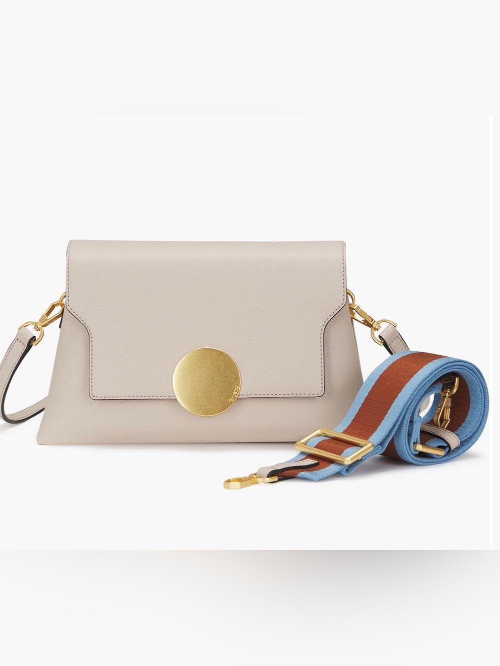 NWT Oryany Lottie Flap Leather Crossbody Bag with removable Striped Strap